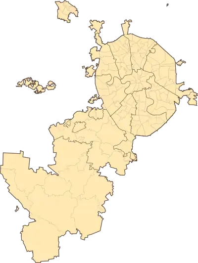 Map of Moscow with the teams of the 2020–21 Premier League