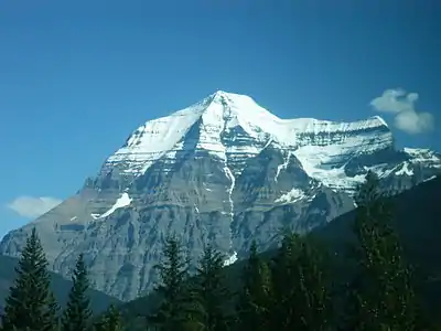 14. Mount Robson in British Columbia is the highest summit of the Canadian Rockies.