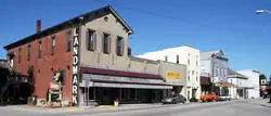 Storefronts along Jackson Street in downtown Mulberry