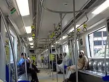 Interior of a metro train.