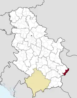 Location of the municipality of Dimitrovgrad within Serbia