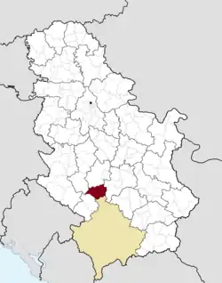 Location of the municipality of Raška within Serbia