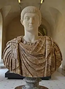 Portrait head of Constans on a coloured marble bust