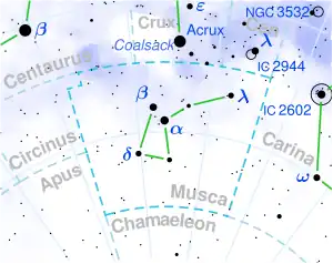 LP 145-141 is located in the constellation Musca.