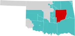 Location (red) in the U.S. state of Oklahoma