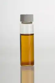 Glass vial containing oil