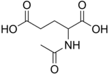 Skeletal formula of N-acetylglutamic acid