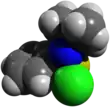 Space-filling model of N-tert-butylbenzenesulfinimidoyl chloride