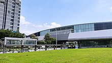 Exterior of the Punggol station, seen from an empty field