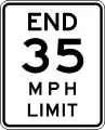 End speed limit 35 mph United States