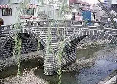 A double-arch stone bridge in Nagasaki, Japan