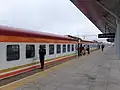 A train at the platform on Nairobi Terminus just before departure to Mombasa