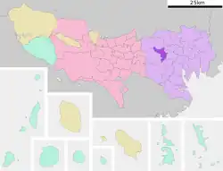 Location of Nakano in Tokyo