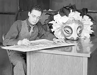 Nat Karson designed settings and costumes for Orson Welles's productions of  Macbeth and Horse Eats Hat, sponsored by the Federal Theatre Project and Federal Art Project