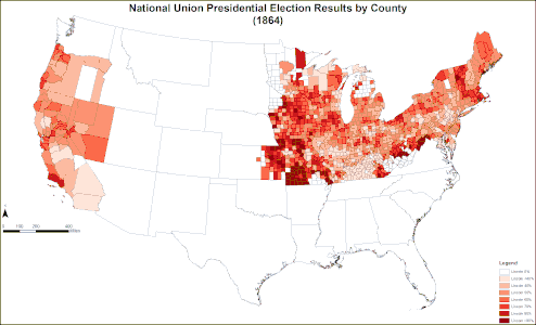 Results explicitly indicating the percentage for the National Union candidate in each county