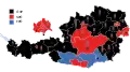 Map showing the results of the election on the sub-constituency level. The boxes indicate seats won on that level (Grundmandate)