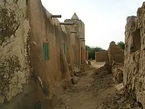 Village street and mosque near Podor