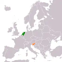 Map indicating locations of Netherlands and Slovenia