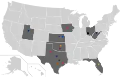 Location of teams in Big 12 Conference