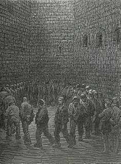 Héliodore Pisan [fr]; after Gustave Doré, Newgate – exercise yard, from London: A pilgrimage by Gustave Doré and Blanchard Jerrold, 1872