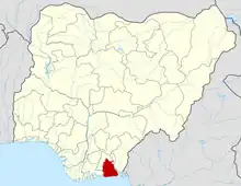 Map of Nigeria highlighting Akwa Ibom State