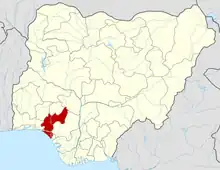 Map of Nigeria highlighting Ondo State