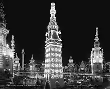 Early night photograph of the Luna Park, Coney Island, from the Detroit Publishing Co. collection, 1905.