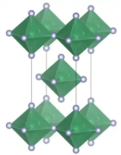 Unit cell of tin(IV) fluoride