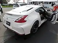 2015 Nissan 370Z NISMO rear (Note: The smaller rear spoiler and larger brake heat extractor vents.)