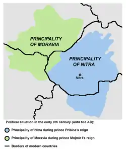 Map of Moravia and Nitra