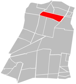 Location of Nonoalco Tlatelolco (in red) within Cuauhtémoc borough