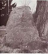 1774 Caleb Aldrich milestone on Rt. 146A near Landmark Hospital