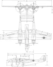 3-view line drawing of the Northrop F-15 Reporter