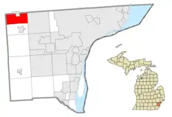 Location within Wayne County