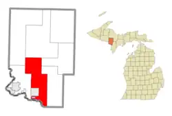 Location within Dickinson County