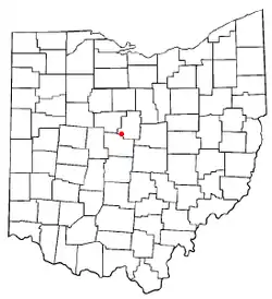 Location of Ashley, Ohio