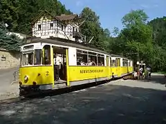 Kirnitzschtal Tramway at the Forsthaus halt near Mittelndorf