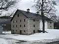 Limestone walls in the Oak Hall Historic District, Pennsylvania, U.S.A.