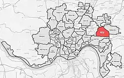 Location within Cincinnati