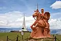 Statue of Antonio José de Sucre and obelisk near Kinwa, commemorating the Battle of Ayacucho.