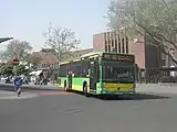 A Bus leaving the bus station of Oberhausen Hbf