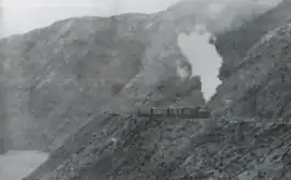 Ocean Shore Railroad along the present day Devil's Slide Trail between Pacifica and Half Moon Bay.