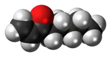 Space-filling model of the oct-1-en-3-one molecule