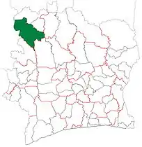 Odienné Department from 2005 to 2009. (Other subdivisions began to be divided in 2008).