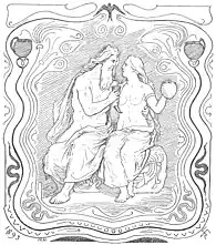 Odin seducing Gunnlöd (Lorenz Frølich)