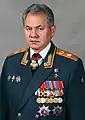 Shoigu in open collar parade uniform (phased out beginning 2018)