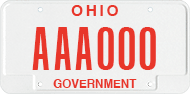 Government vehicle license plate used in Ohio