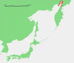 Map showing the location of the Penzhin Bay