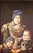 Braren's lover Ing Peter Matzen and their two children Gardina and Peter as depicted by him around 1820.