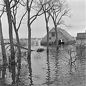 Submerged farmhouse